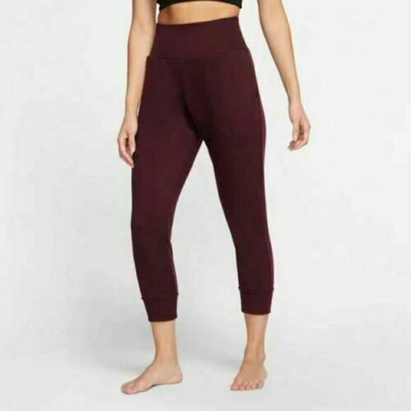 Nike Yoga CJ3827-681 Womens Sz Small Flow Hyper 7/8 Pants Bottoms Maroon Red $90 - Picture 3 of 12